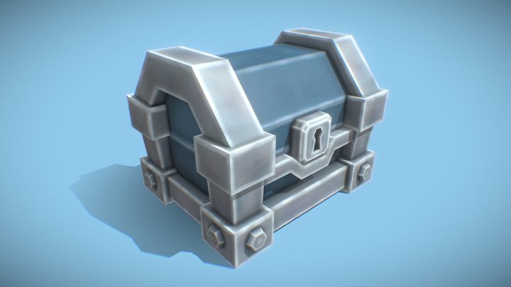 Low Poly Iron Chest 3D Model