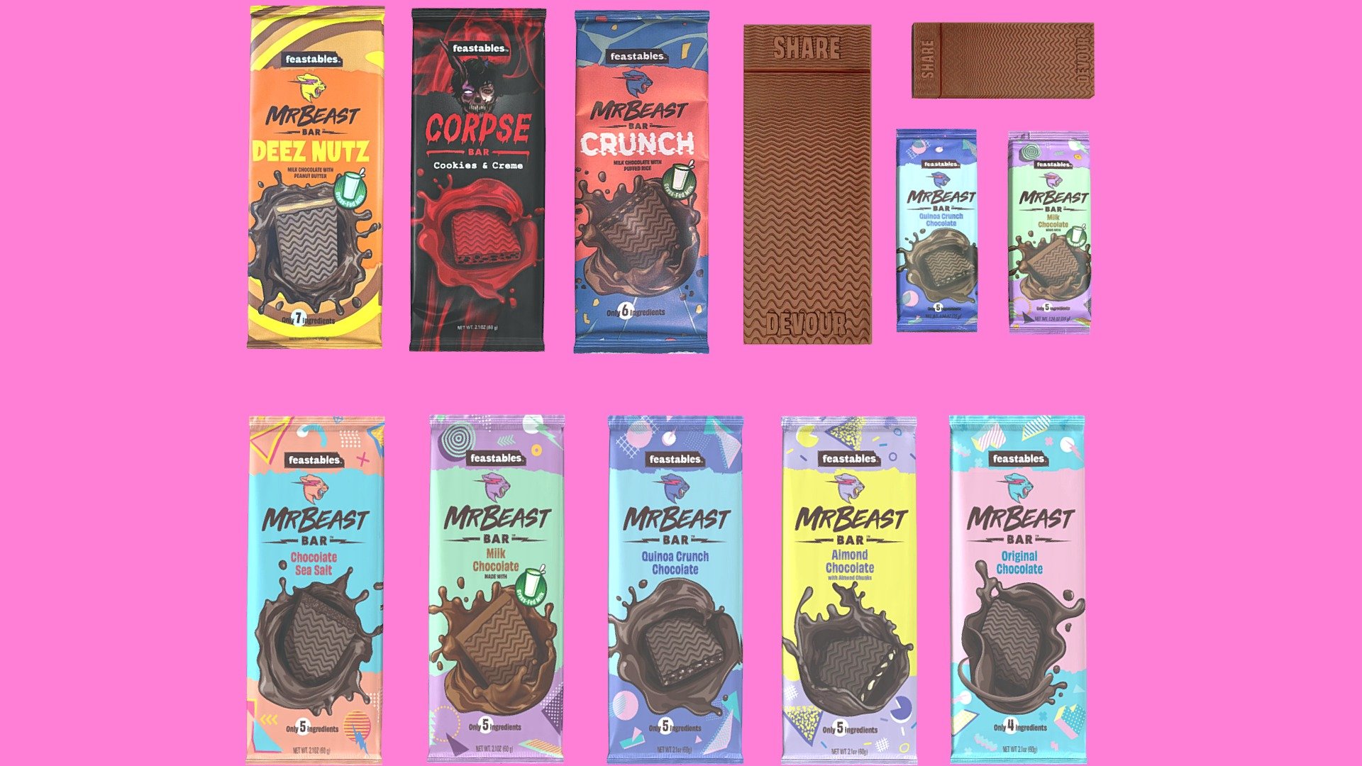 Mr Beast Feastables Chocolate Bars NO CODES You Pick Original