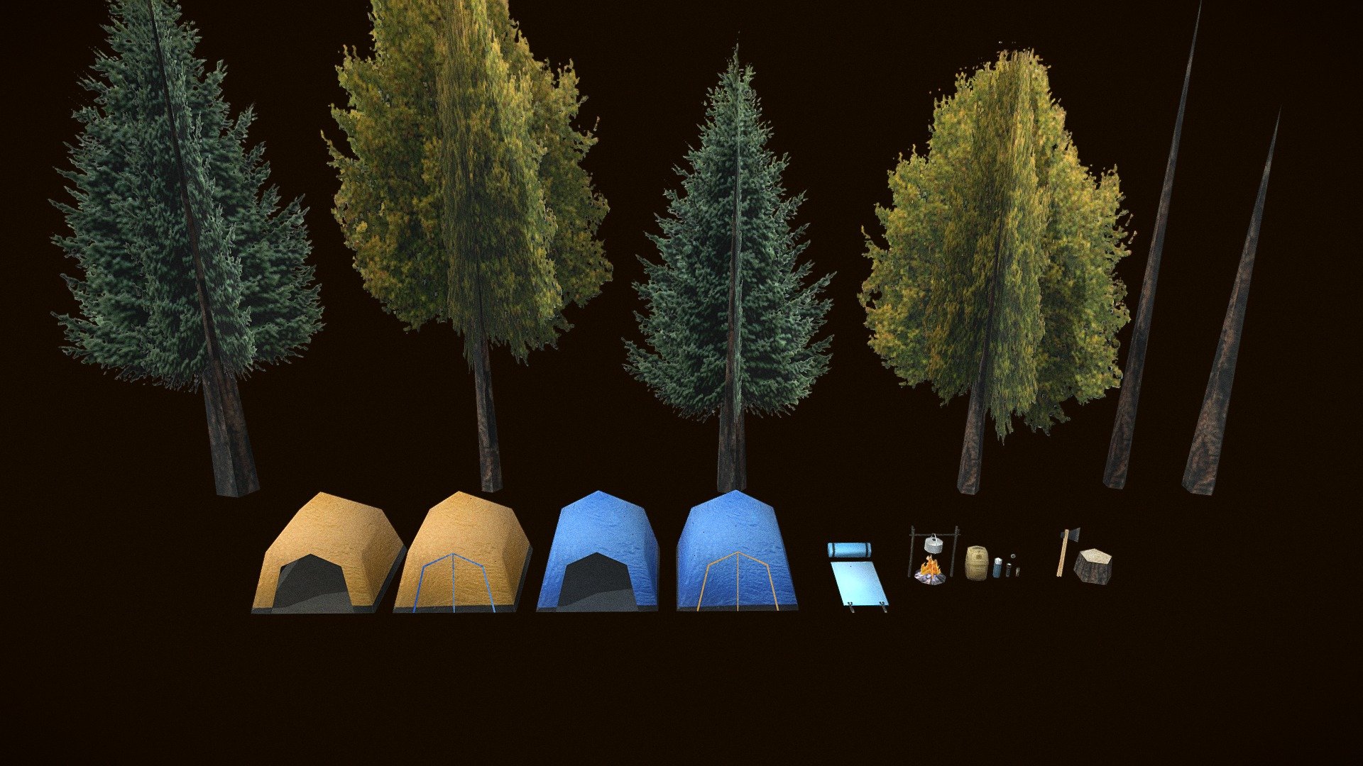 PSX Forest Camping Props Pack — Sketchfab embed 3D viewer
