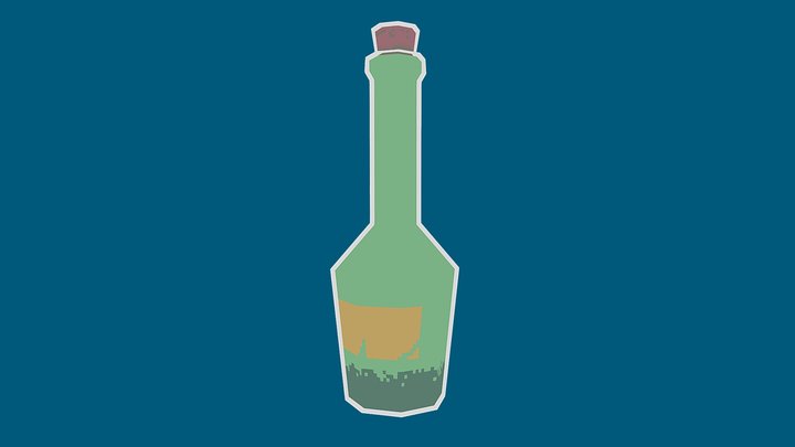 Stylized 3D Pixel Art Bottle 3D Model