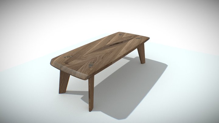 Oak bench 3D Model