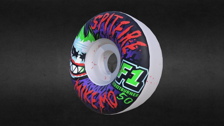 Skateboard Wheel Joker Texture 3D Model