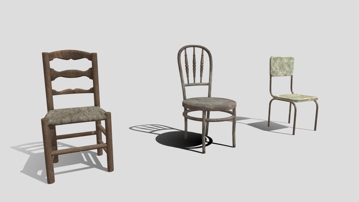 Post apocalyptic ruined chair pack – Free 3D Model STL