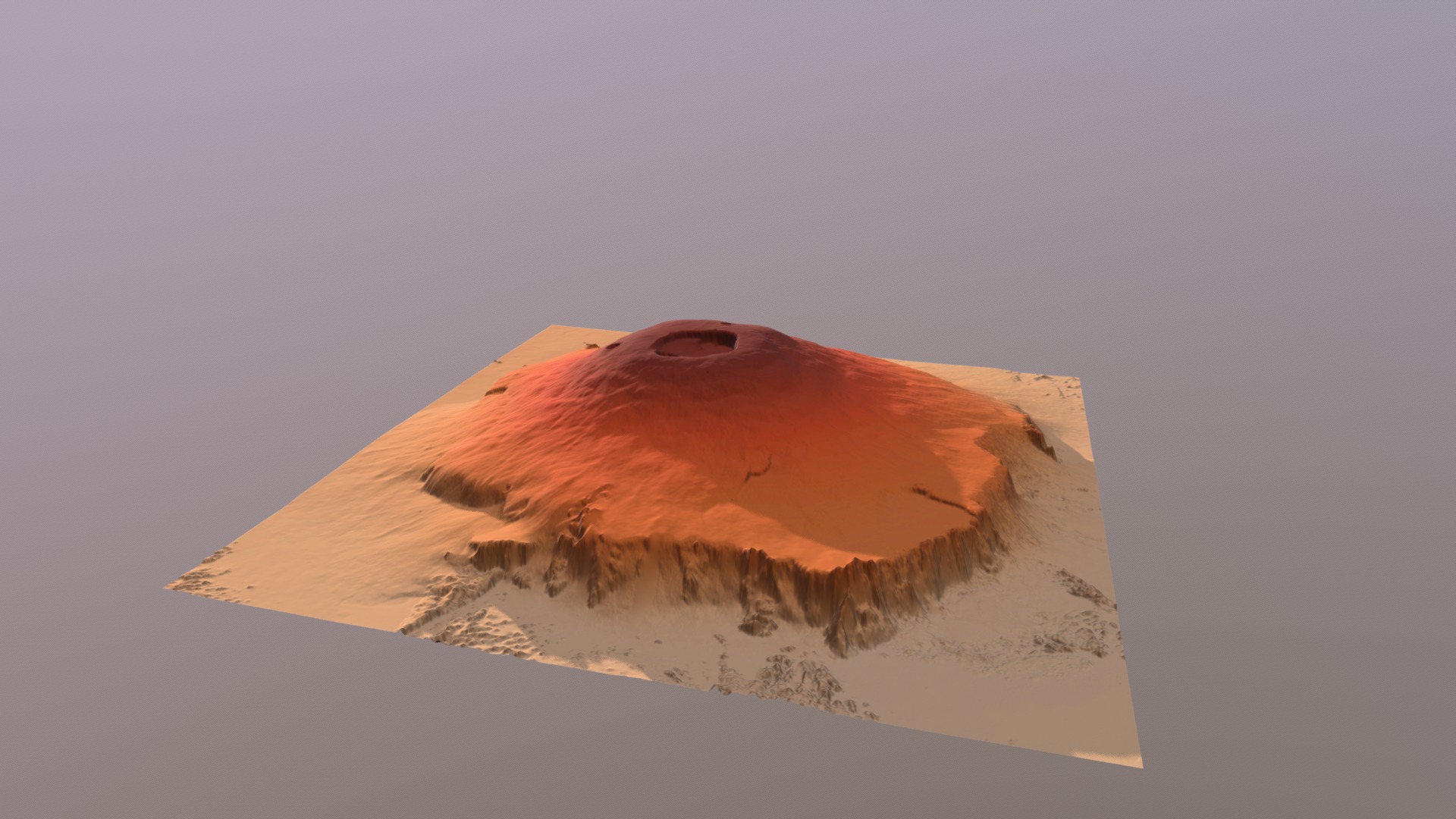 3D model Mars, Olympus Mons Digital Elevation Model (DEM) - This is a 3D model of the Mars, Olympus Mons Digital Elevation Model (DEM). The 3D model is about a pyramid with a red top.