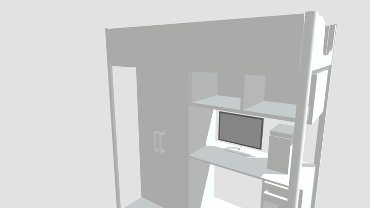 Bed In Student Dorm 3D Model