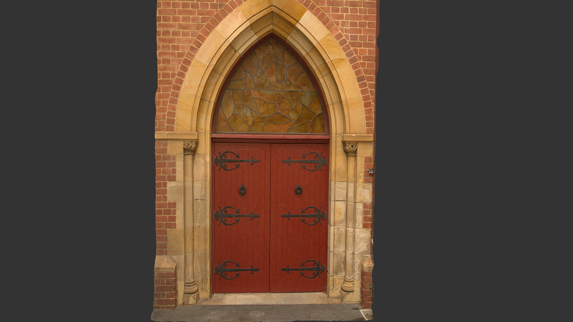3D model Church Door - This is a 3D model of the Church Door. The 3D model is about a red door with black text.