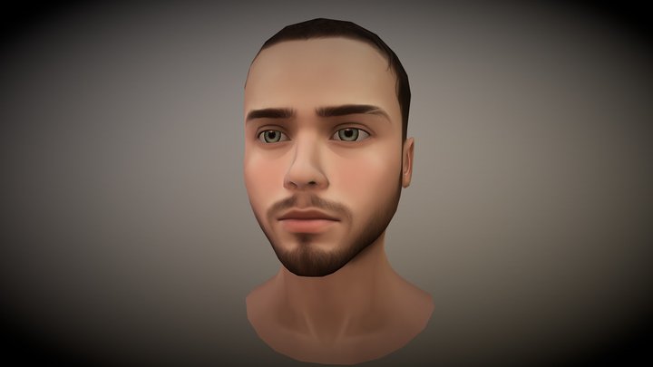 Lowpoly Male Head "F" 3D Model
