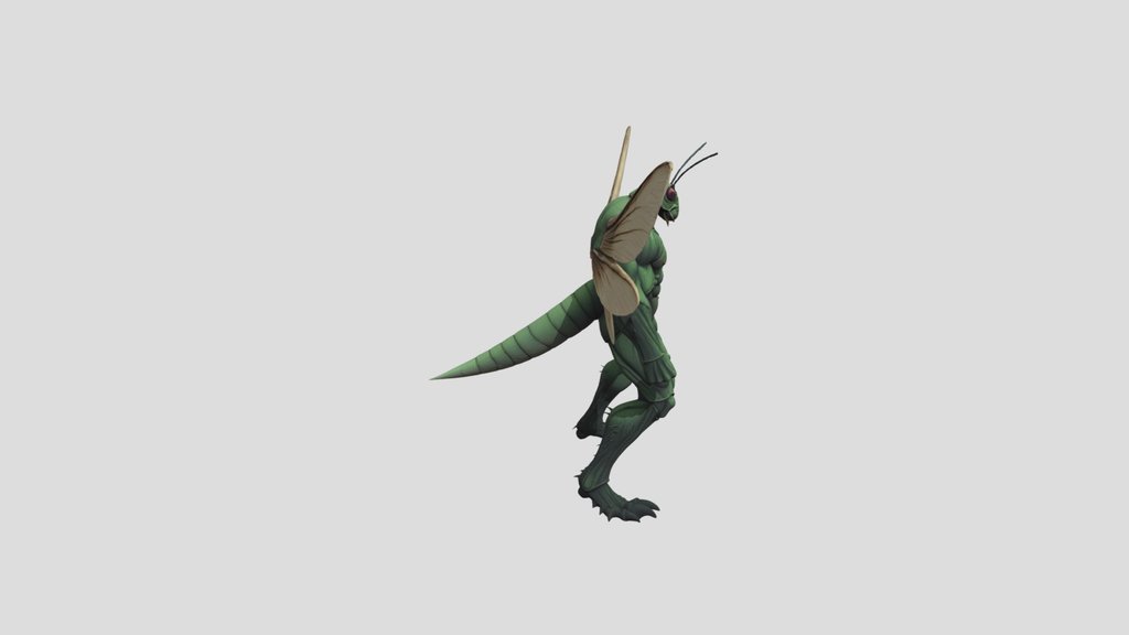 Green Mantis Humanoid 3d Model