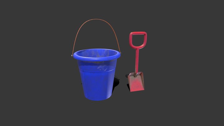 Sand Bucket And Shovel 3D Model