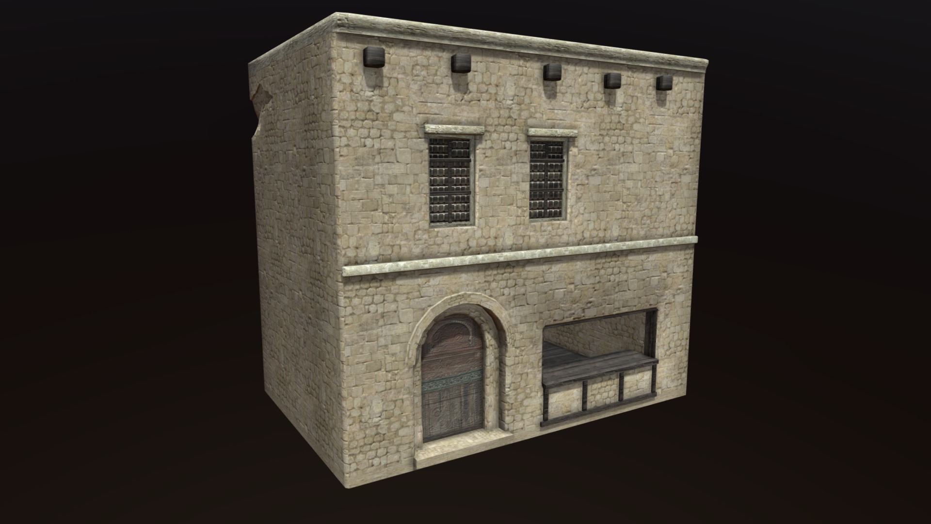 3D model House Merchant - This is a 3D model of the House Merchant. The 3D model is about a brick building with windows.