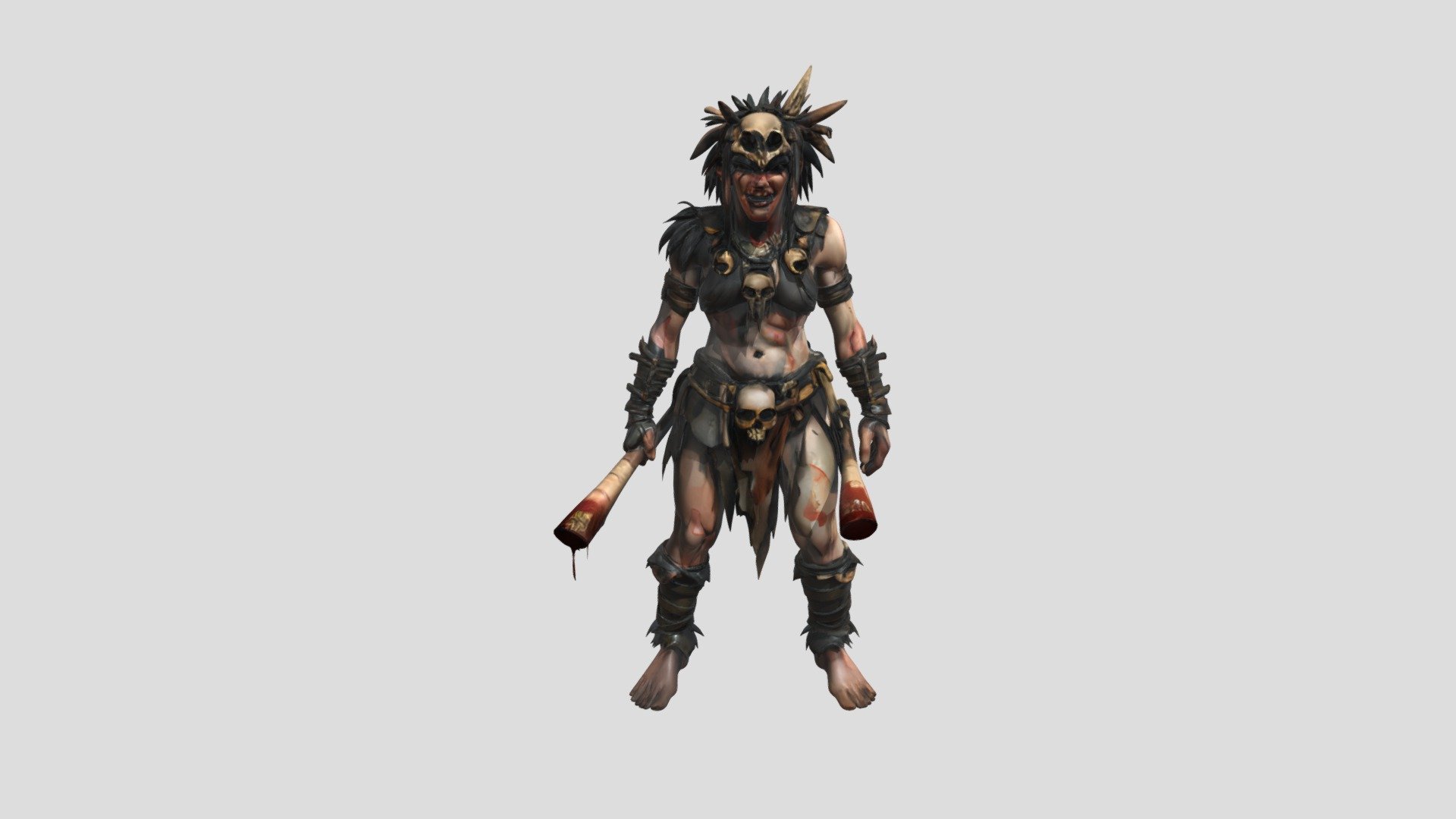 Warrior with skull decorations - 3D model by ugulavaandriaugulava ...