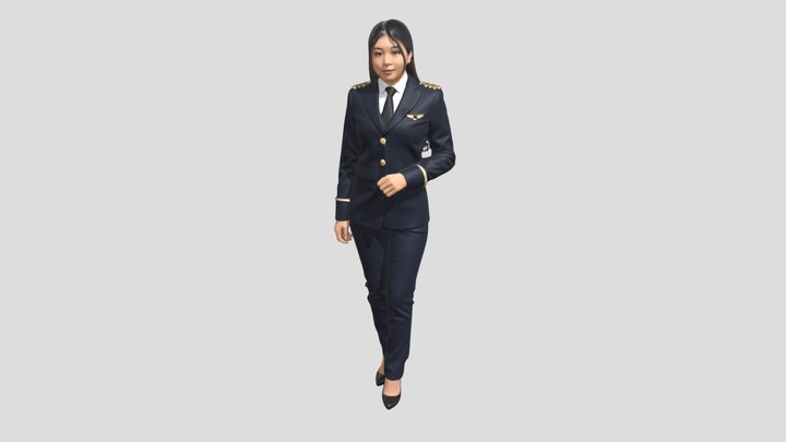 Female Pilot In Navy Uniform – Free 3D Model STL