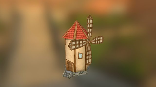 Low Poly Stylised Windmill 3D Model