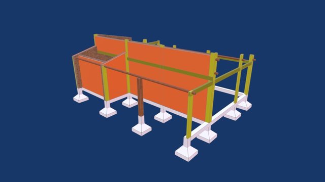 Casa - Estructura con paredes 3D Model
