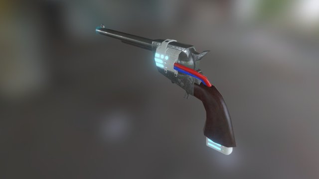 Modified Colt Revolver - Sci Fi - 500 tris 3D Model