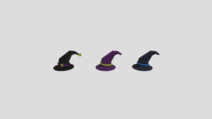 Low-Poly Witches Hats 3D Model