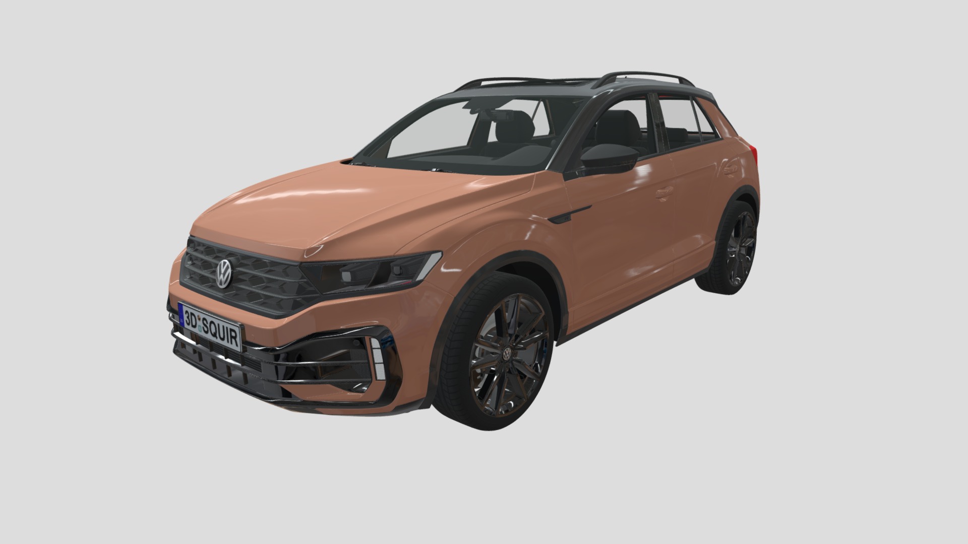 3D model Volkswagen T-Roc R 2020 - This is a 3D model of the Volkswagen T-Roc R 2020. The 3D model is about a car parked on a white background.