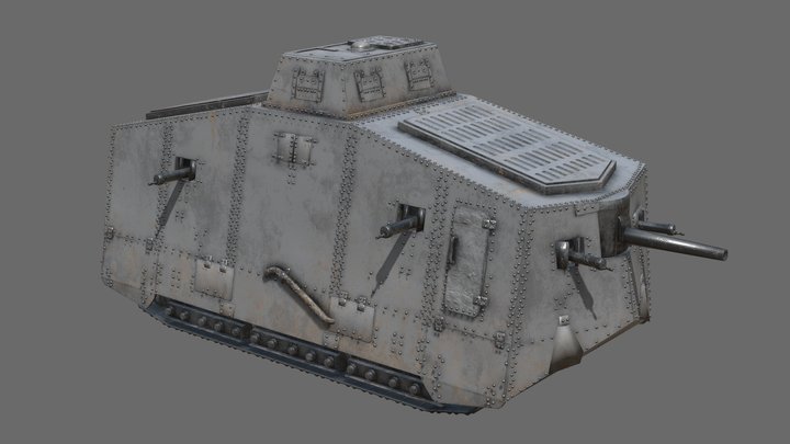 A7V German Tank WW1 3D Model