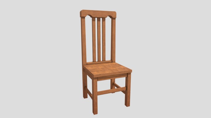 Sit-Up-Straight Wood Dining Chair 3D Model