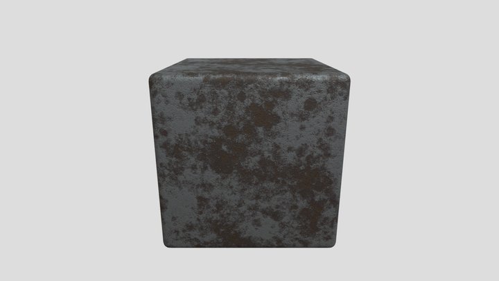 Rusty Metal on Rounded Cube 3D Model