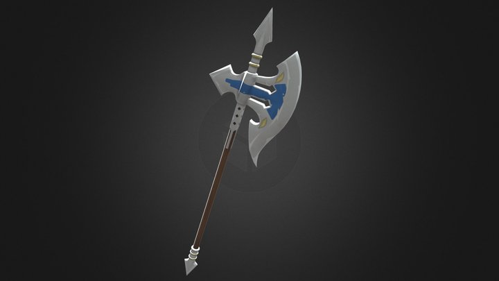 Fortnite White and Blue Blade Pickaxe 3D Model