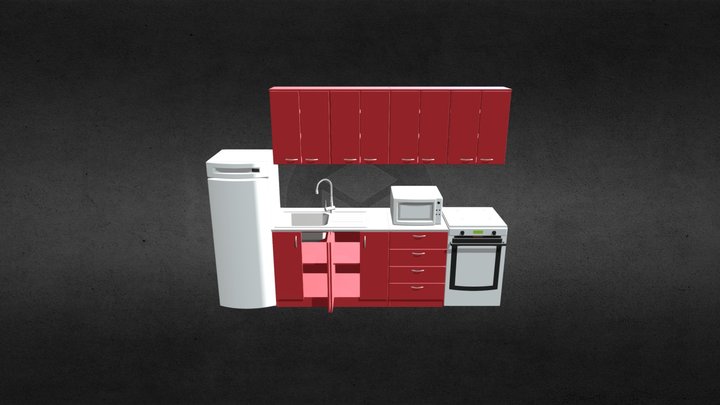 Kitchen with murder weapon - Can you find it? 3D Model