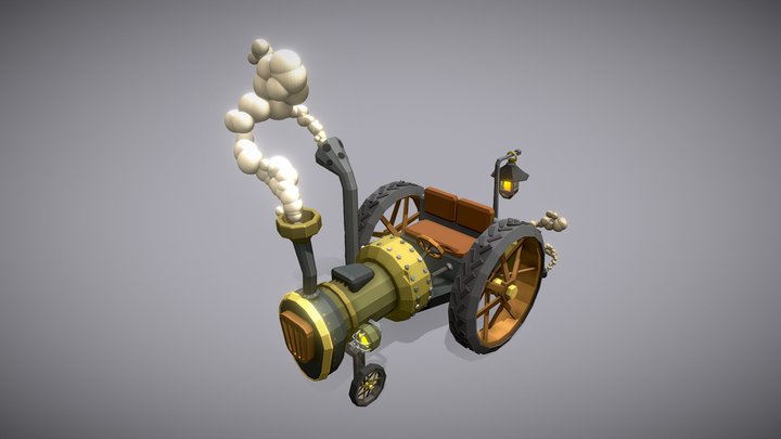 Stylized steampunk tractor 3D Model