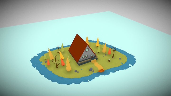 Low-Poly Island Scene 3D Model
