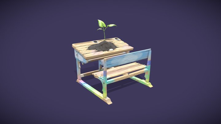 Stylized Plant Desk 3D Model