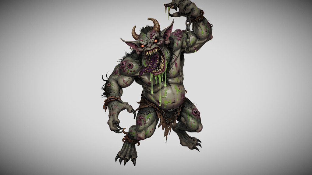 Rotmaw the Chained, a plague-born abyss brute