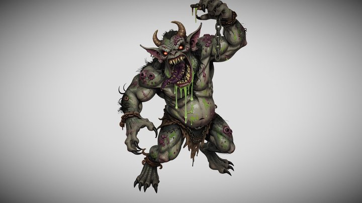 Rotmaw the Chained, a plague-born abyss brute