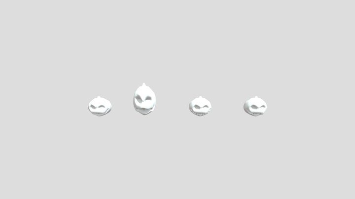 (Free) 4 Sculpt Carved Pumpkins 3D Model