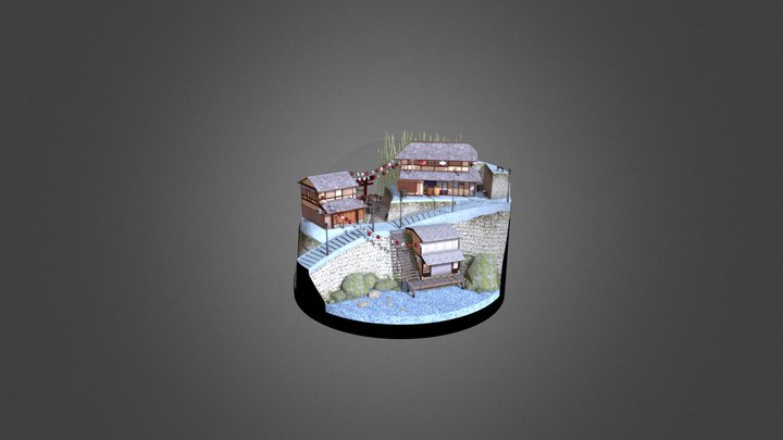 Kyoto - Cliffside - City Scene 3D Model