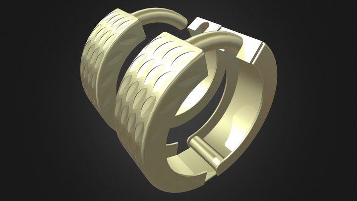 Gold Earrings 3D Model