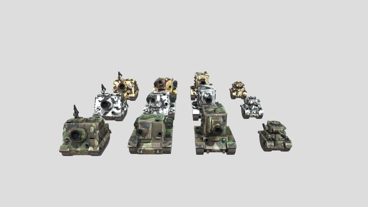 Stylized Tank and Artillery 3D Model