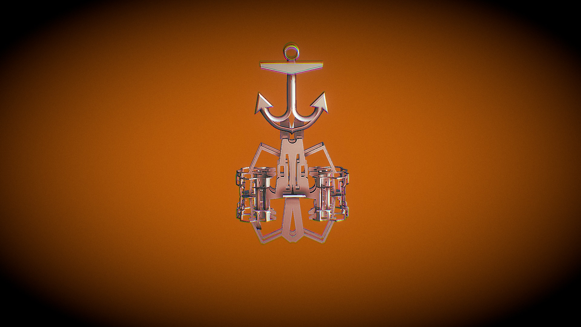 3D model anchor - This is a 3D model of the anchor. The 3D model is about a metal object with a design on it.