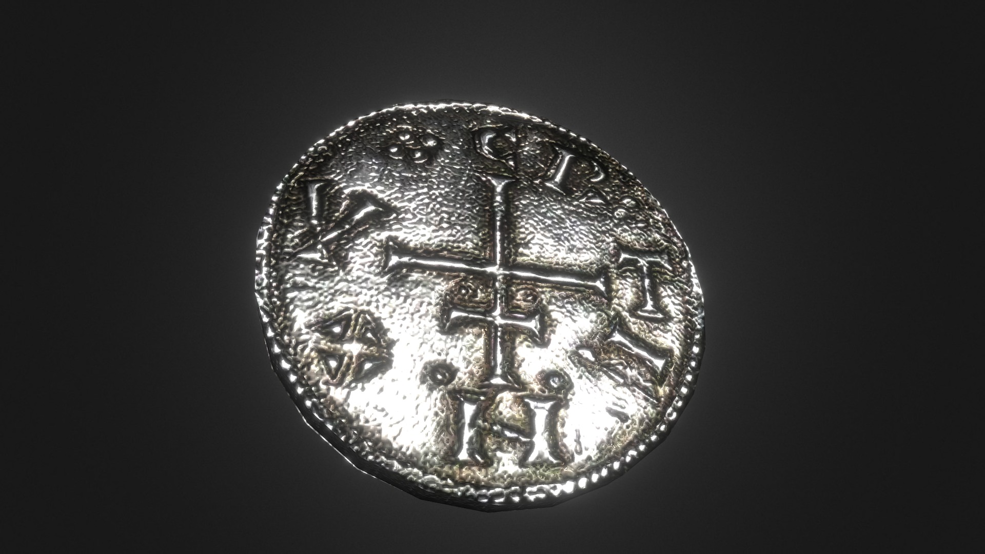 3D model Viking Coin - This is a 3D model of the Viking Coin. The 3D model is about a circular object with a symbol on it.