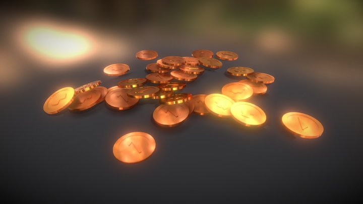 Simple gold coins 3D Model