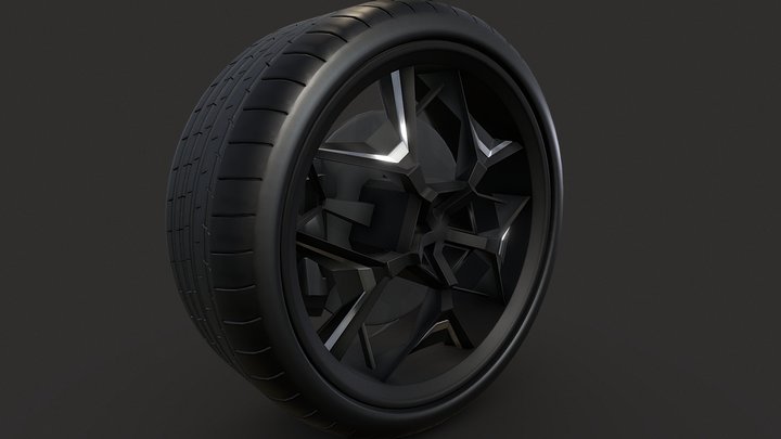 Black Wheel and tire 3D Model