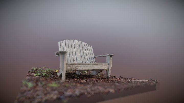 Pondside Wooden Bench 3D Model