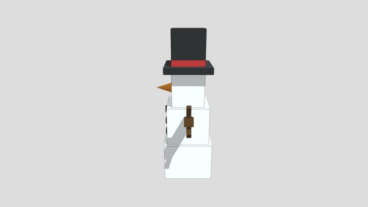 Blocky Snowman 3D Model
