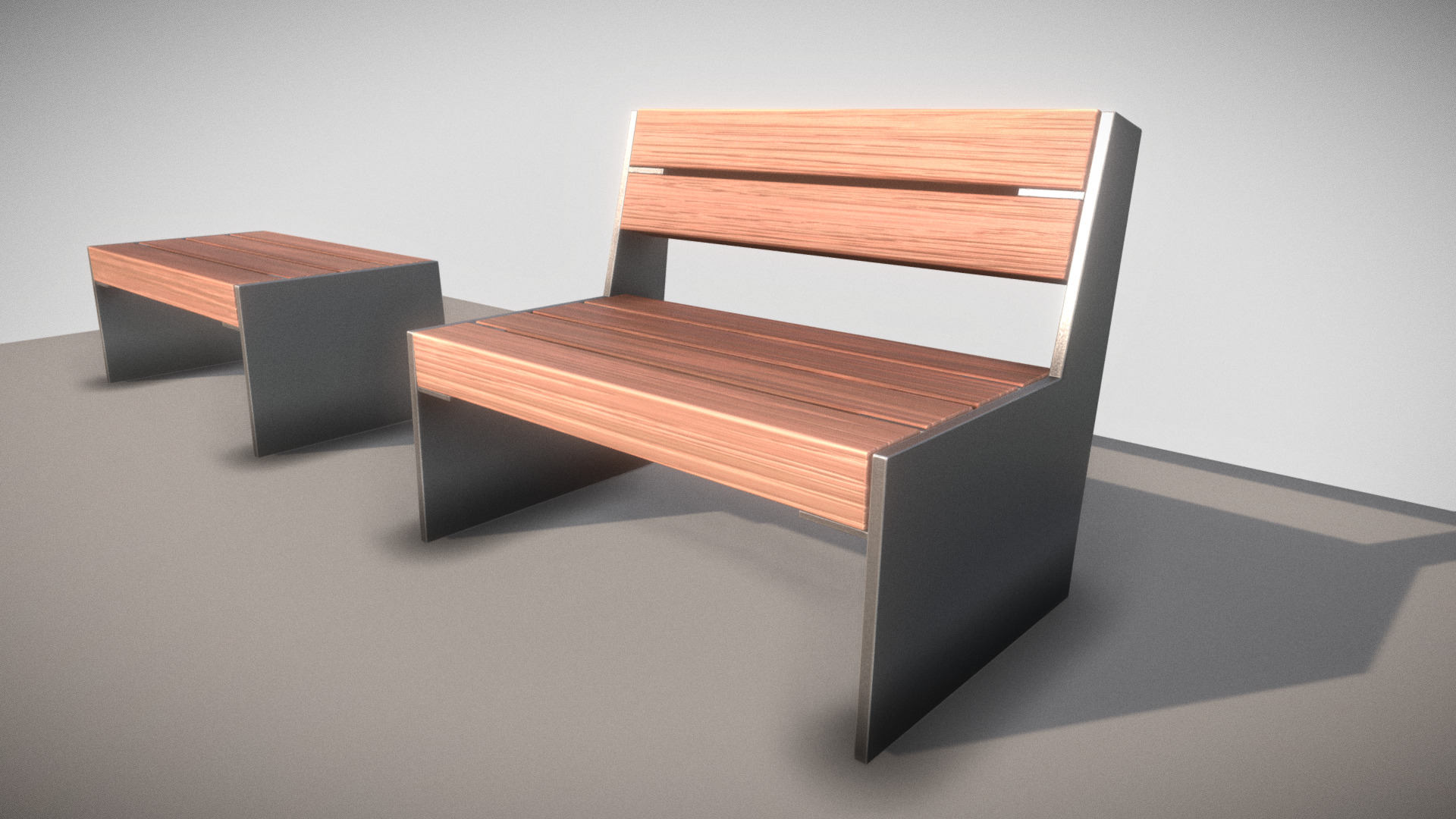 3D model Park Bench [8] (High-Poly Version) - This is a 3D model of the Park Bench [8] (High-Poly Version). The 3D model is about a wooden bench on a white background.