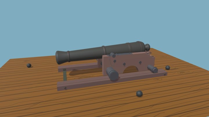 Ship Cannon Draft. XYZ Draft Punk Course Work. 3D Model
