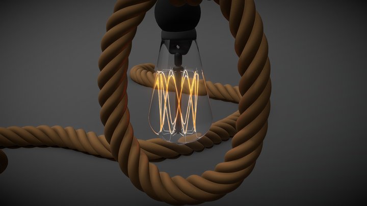 Realistic Rope lamp 3D Model