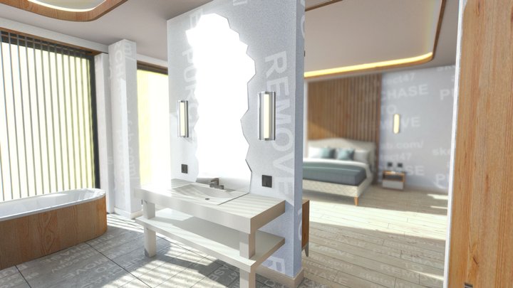 VR room - lighting baked in textures 3D Model
