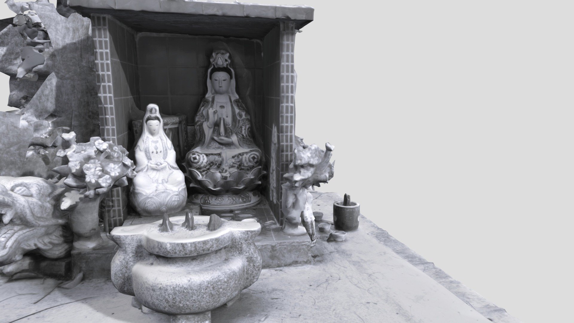 觀音(水池斜坡)(黑白版本) — Sketchfab embed 3D viewer