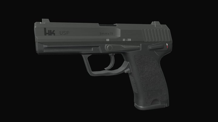 H&K USP 9mm Pistol 3D Model