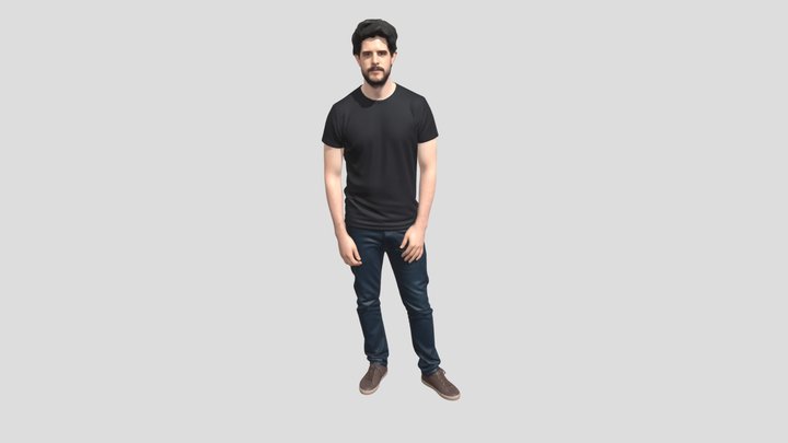 Casual Portrait Of A Man In A Black T-Shirt