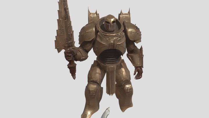 Armored sci-fi warrior with large sword\ 3D Model