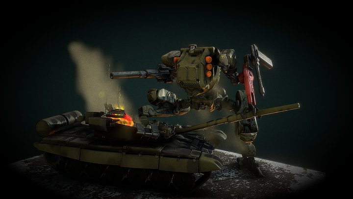 Toad Mech Vs Tank 3D Model